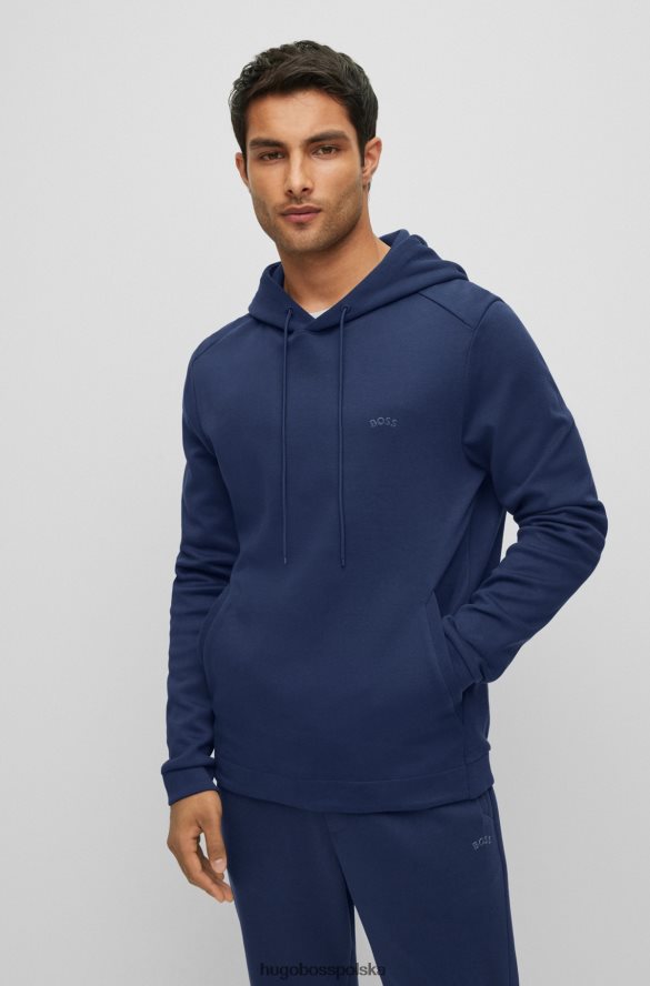 Hugo Boss Bluza z bawełny organicznej z zakrzywionym logo w kolorze ciemnoniebieskim hugo ciemny niebieski R0X0H61469