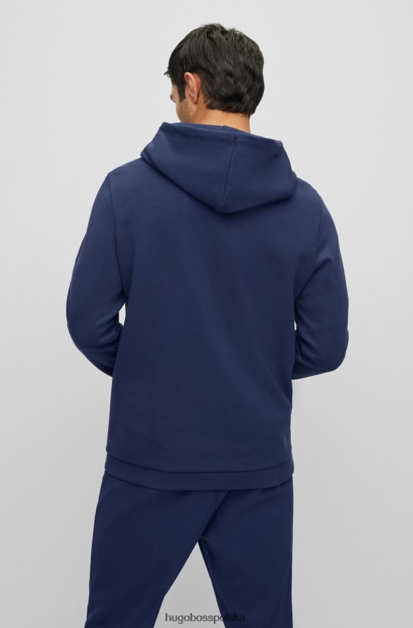 Hugo Boss Bluza z bawełny organicznej z zakrzywionym logo w kolorze ciemnoniebieskim hugo ciemny niebieski R0X0H61469