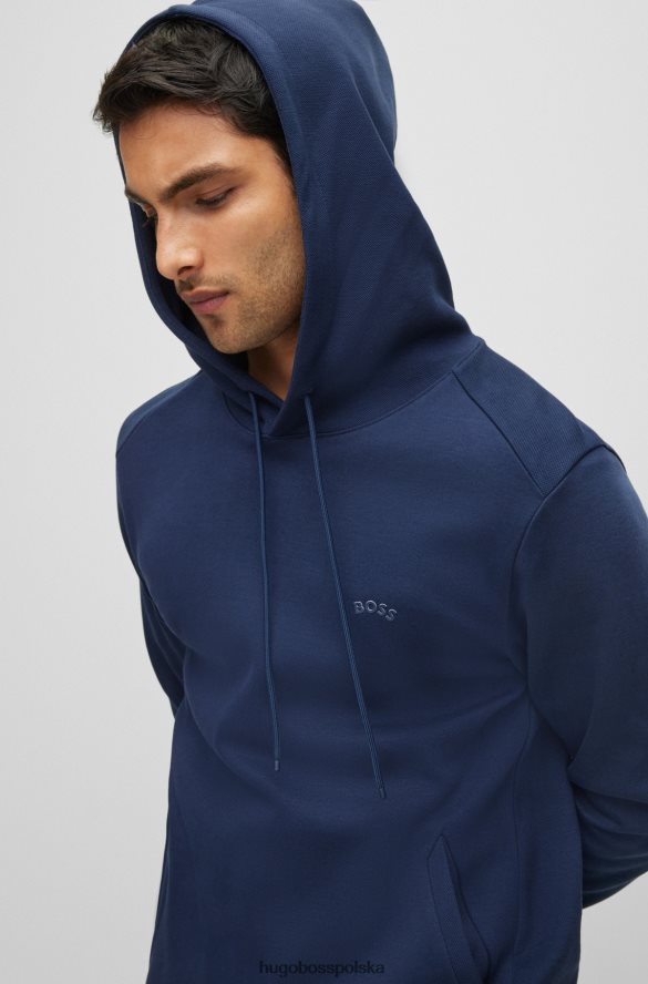 Hugo Boss Bluza z bawełny organicznej z zakrzywionym logo w kolorze ciemnoniebieskim hugo ciemny niebieski R0X0H61469