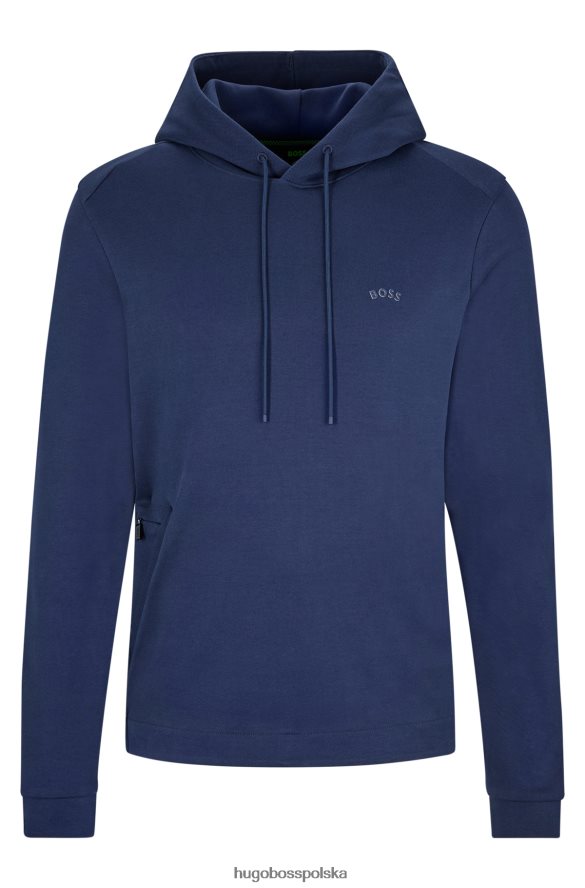 Hugo Boss Bluza z bawełny organicznej z zakrzywionym logo w kolorze ciemnoniebieskim hugo ciemny niebieski R0X0H61469