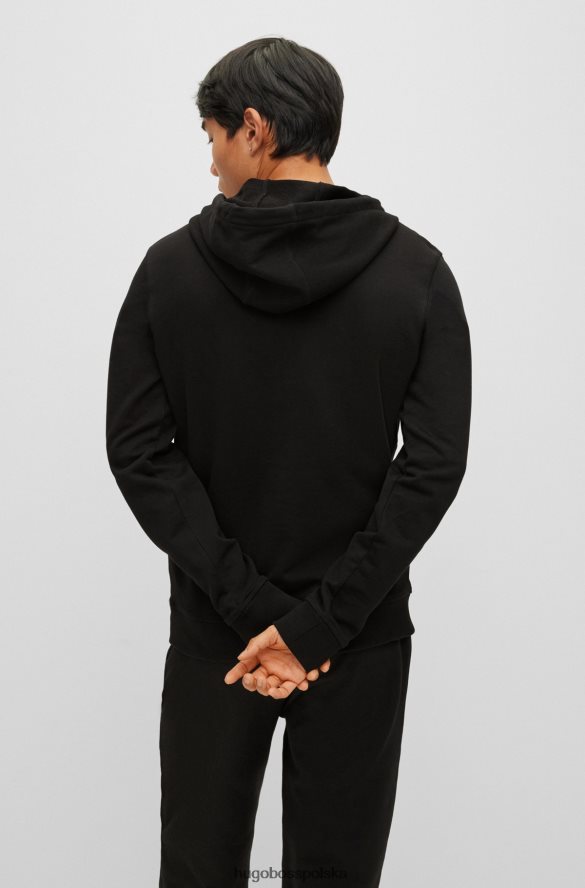 Hugo Boss Bluza z kapturem, bawełniana frotte, z czerwoną metką z logo Hugo w kolorze czarnym czarny R0X0H61393