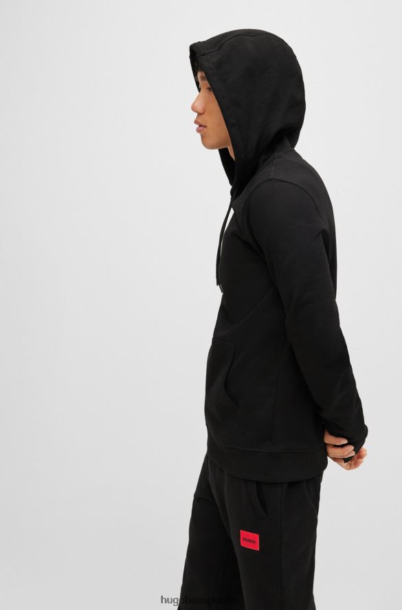 Hugo Boss Bluza z kapturem, bawełniana frotte, z czerwoną metką z logo Hugo w kolorze czarnym czarny R0X0H61393