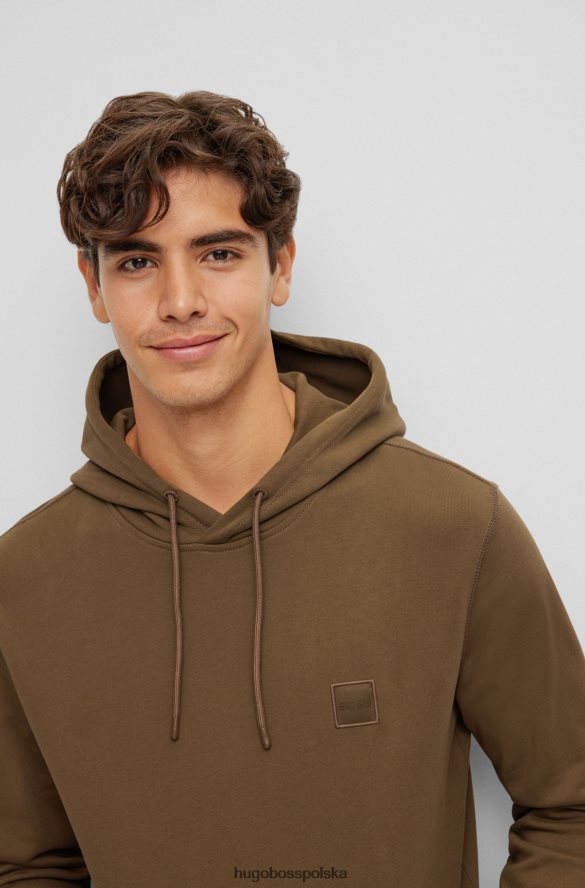 Hugo Boss Bluza z kapturem hugo z bawełny frotte i naszywką z logo w kolorze ciemnozielonym ciemnozielony R0X0H6944
