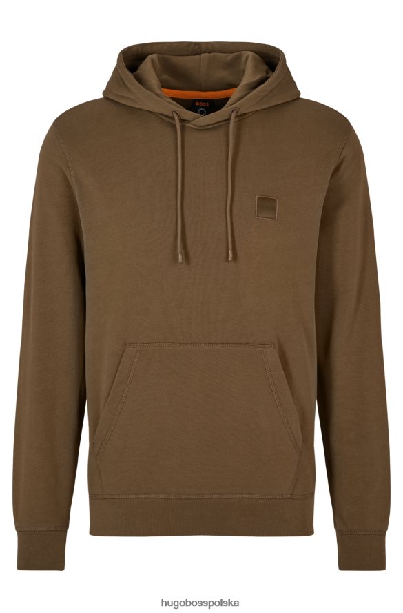 Hugo Boss Bluza z kapturem hugo z bawełny frotte i naszywką z logo w kolorze ciemnozielonym ciemnozielony R0X0H6944