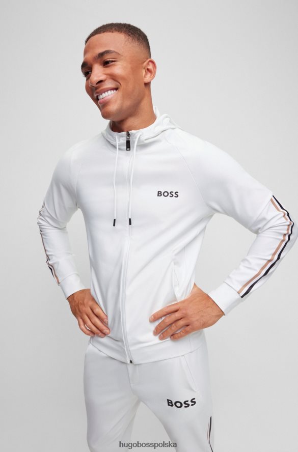 Hugo Boss Bluza z kapturem i logo x Matteo Berrettini, wykonana z elastycznego materiału biały R0X0H63738