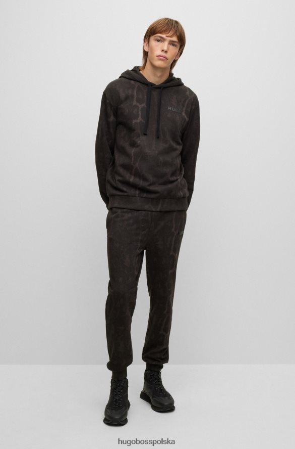 Hugo Boss Bluza z kapturem we wzór jaglion, wykonana z bawełny frotte w kolorze hugo w kolorze czarnym czarny R0X0H64179