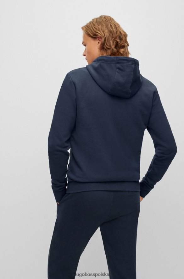 Hugo Boss Bluza z kapturem z bawełny organicznej z gumowanym nadrukiem logo w kolorze ciemnoniebieskim hugo ciemny niebieski R0X0H63976