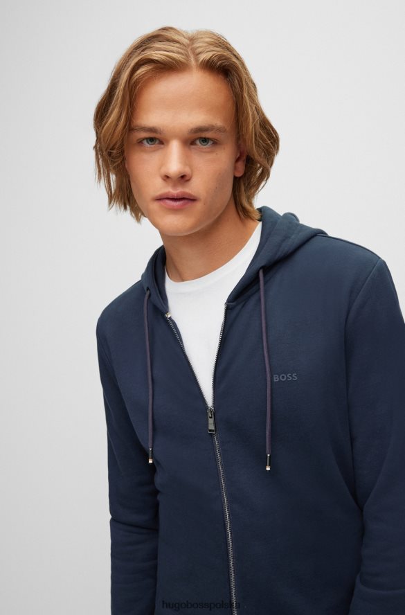 Hugo Boss Bluza z kapturem z bawełny organicznej z gumowanym nadrukiem logo w kolorze ciemnoniebieskim hugo ciemny niebieski R0X0H63976