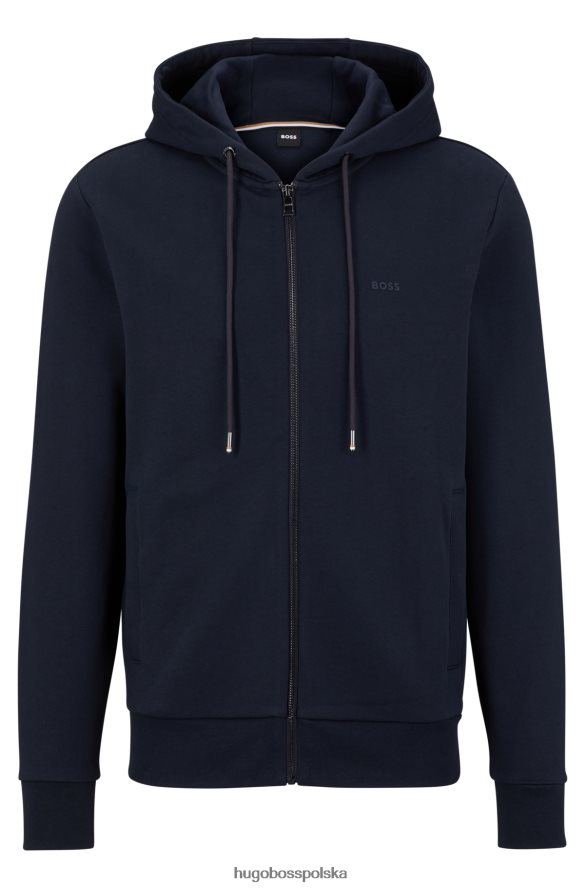 Hugo Boss Bluza z kapturem z bawełny organicznej z gumowanym nadrukiem logo w kolorze ciemnoniebieskim hugo ciemny niebieski R0X0H63976