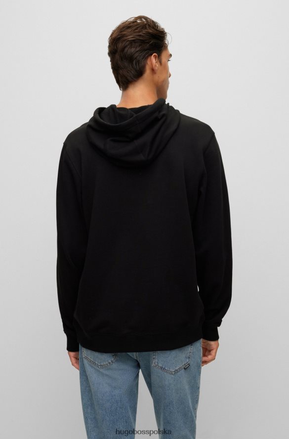 Hugo Boss Bluza z kapturem z nadrukiem logo w kolorze czarnym, frotte hugo czarny R0X0H64211