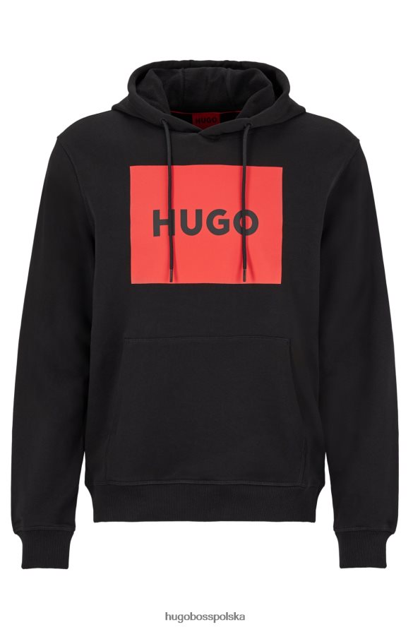 Hugo Boss Bluza z kapturem z nadrukiem logo w kolorze czarnym, frotte hugo czarny R0X0H64211
