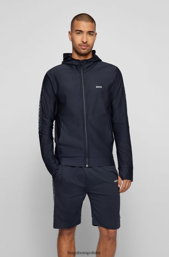Hugo Boss Bluza zapinana na zamek hugo z wstawkami z logo w kolorze ciemnoniebieskim ciemny niebieski R0X0H61852