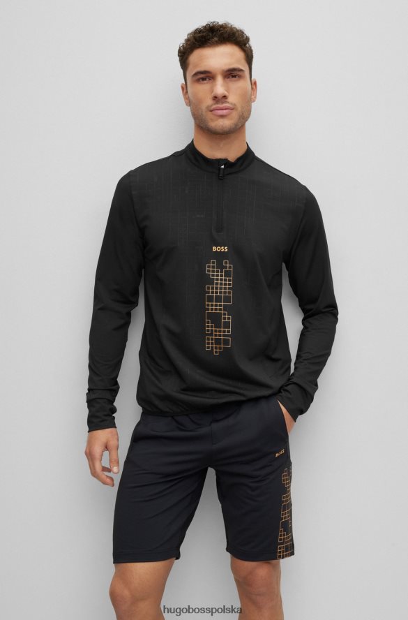 Hugo Boss Bluza zapinana na zamek i ozdobiona świecącą w ciemności grafiką Hugo w kolorze czarnym czarny R0X0H62749