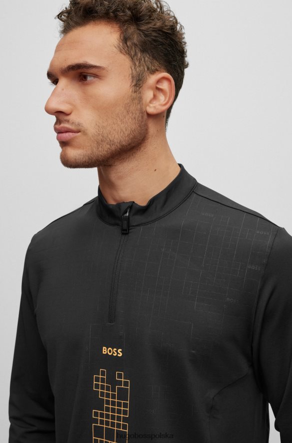 Hugo Boss Bluza zapinana na zamek i ozdobiona świecącą w ciemności grafiką Hugo w kolorze czarnym czarny R0X0H62749