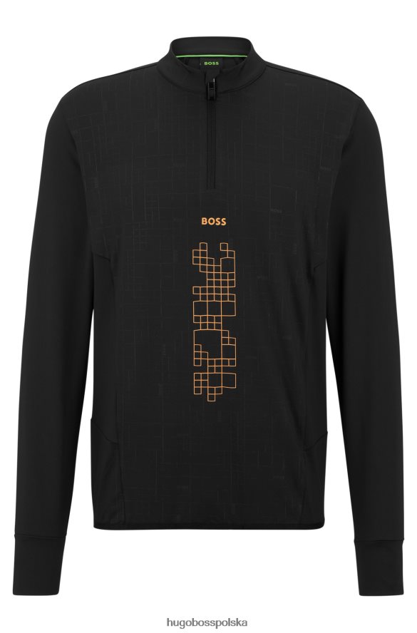 Hugo Boss Bluza zapinana na zamek i ozdobiona świecącą w ciemności grafiką Hugo w kolorze czarnym czarny R0X0H62749