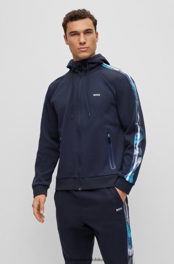 Hugo Boss Bluza zapinana na zamek z wzorzystymi wstawkami z taśmy hugo ciemnoniebieska ciemny niebieski R0X0H63791