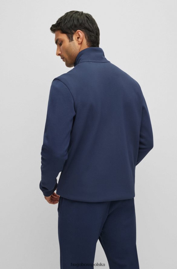 Hugo Boss Ciemnoniebieska bluza zapinana na zamek z bawełny organicznej z zaokrąglonym logo hugo ciemny niebieski R0X0H62656