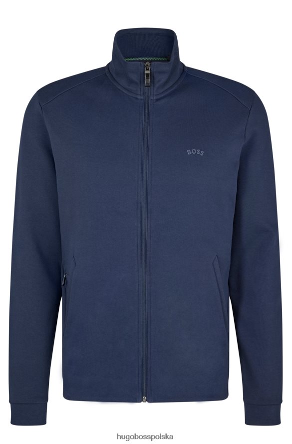 Hugo Boss Ciemnoniebieska bluza zapinana na zamek z bawełny organicznej z zaokrąglonym logo hugo ciemny niebieski R0X0H62656