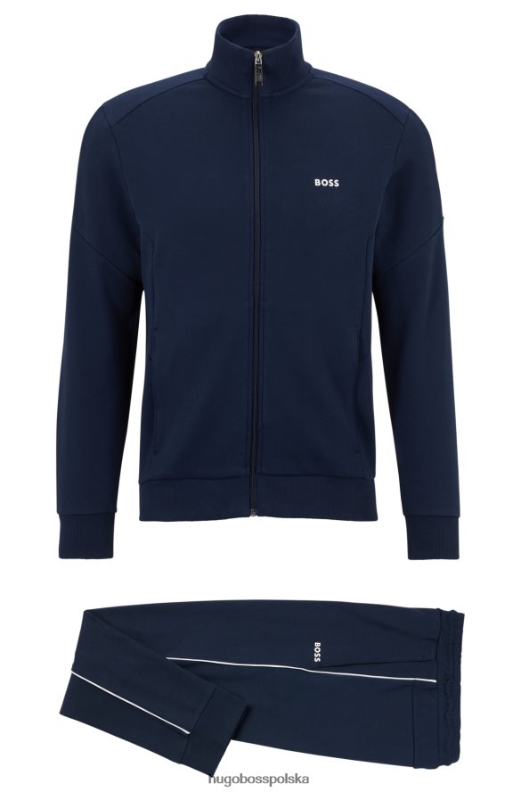 Hugo Boss Ciemnoniebieski dres hugo o regularnym kroju z logo, wykonany z dwustronnej bawełny ciemny niebieski R0X0H61043