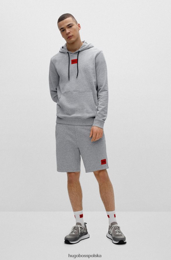 Hugo Boss Ciemnoszara bluza hugo z bawełny frotte z kapturem i czerwoną metką z logo ciemno szary R0X0H61395