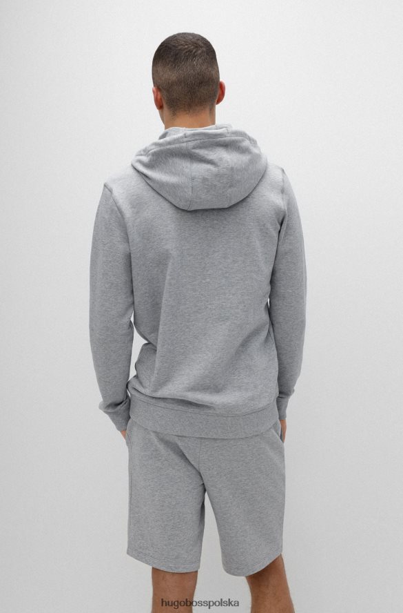 Hugo Boss Ciemnoszara bluza hugo z bawełny frotte z kapturem i czerwoną metką z logo ciemno szary R0X0H61395