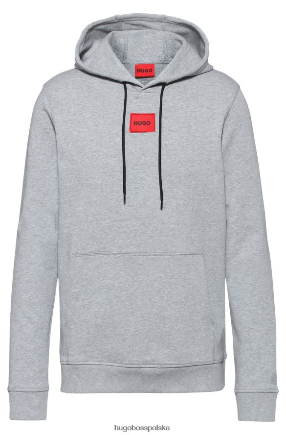 Hugo Boss Ciemnoszara bluza hugo z bawełny frotte z kapturem i czerwoną metką z logo ciemno szary R0X0H61395
