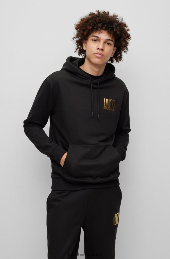 Hugo Boss Czarna bawełniana bluza z kapturem hugo z logo czarny R0X0H63398