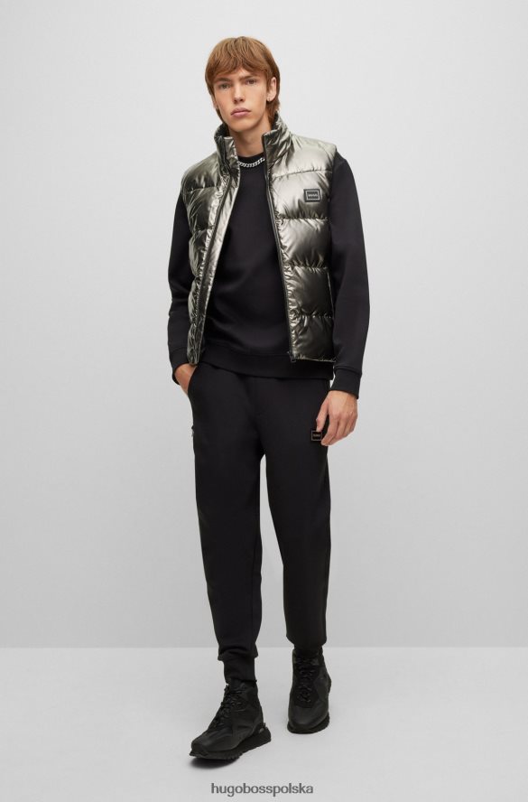 Hugo Boss Czarna bluza hugo o swobodnym kroju z mieszanki bawełny i kołnierzykiem z łańcuszkiem czarny R0X0H64231