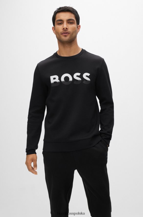 Hugo Boss Czarna bluza hugo z mieszanki bawełny z logo z blokami kolorów czarny R0X0H61673