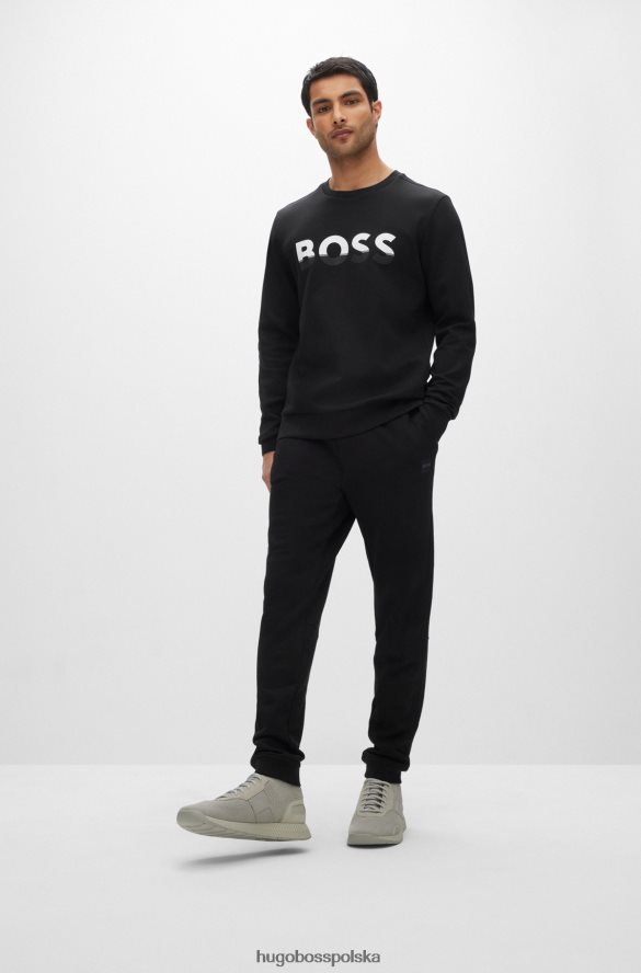 Hugo Boss Czarna bluza hugo z mieszanki bawełny z logo z blokami kolorów czarny R0X0H61673