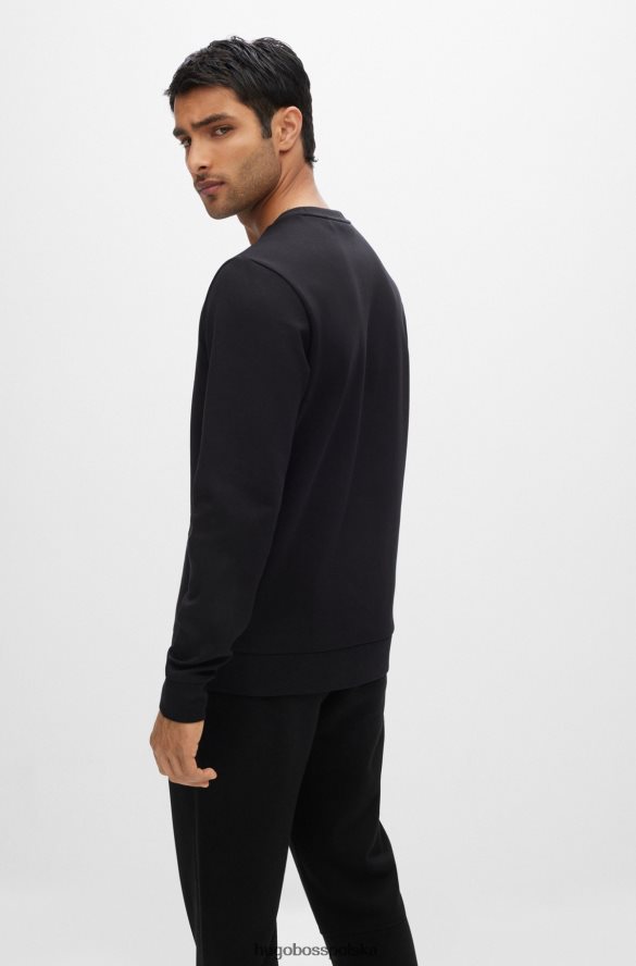 Hugo Boss Czarna bluza hugo z mieszanki bawełny z logo z blokami kolorów czarny R0X0H61673