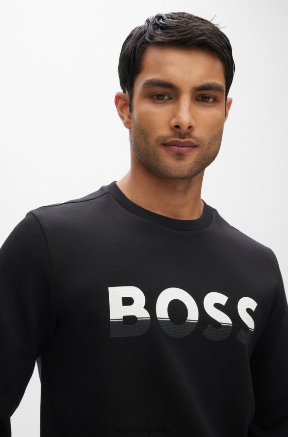Hugo Boss Czarna bluza hugo z mieszanki bawełny z logo z blokami kolorów czarny R0X0H61673