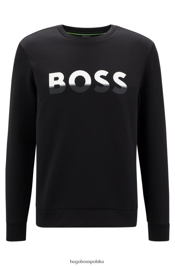 Hugo Boss Czarna bluza hugo z mieszanki bawełny z logo z blokami kolorów czarny R0X0H61673