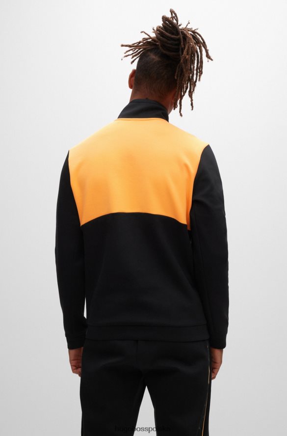 Hugo Boss Czarna bluza hugo z mieszanki bawełny, zapinana na zamek błyskawiczny i taśmą z logo czarny R0X0H63229