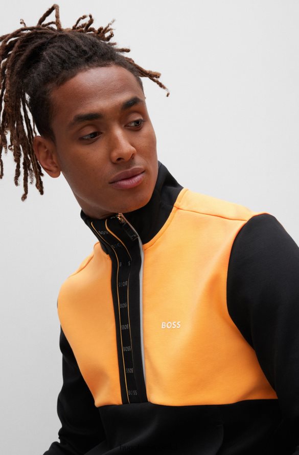 Hugo Boss Czarna bluza hugo z mieszanki bawełny, zapinana na zamek błyskawiczny i taśmą z logo czarny R0X0H63229