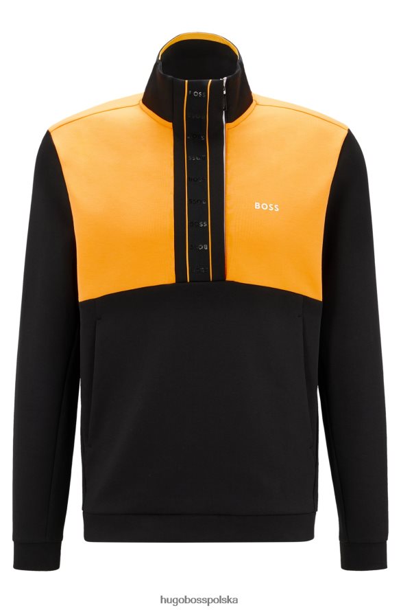 Hugo Boss Czarna bluza hugo z mieszanki bawełny, zapinana na zamek błyskawiczny i taśmą z logo czarny R0X0H63229