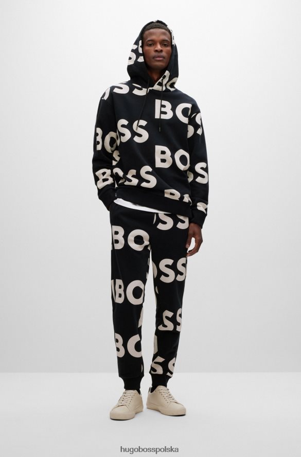 Hugo Boss Czarna bluza z kapturem hugo o regularnym kroju, z mieszanki bawełny, z nadrukiem logo czarny R0X0H62851