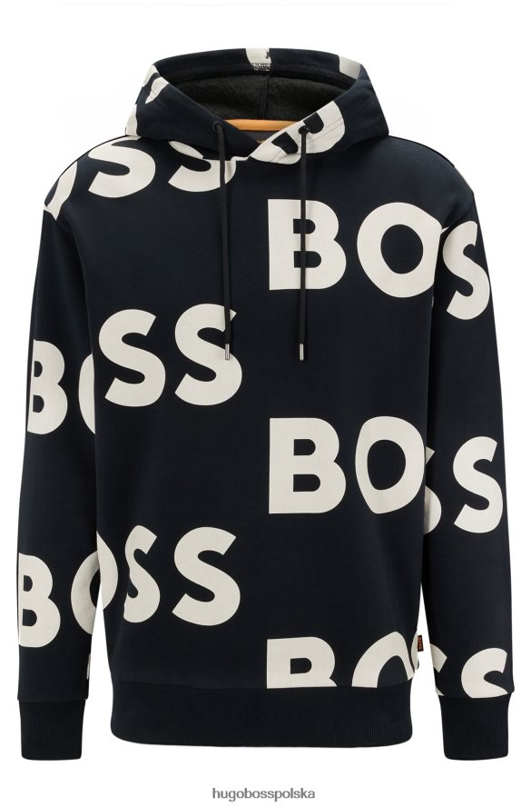Hugo Boss Czarna bluza z kapturem hugo o regularnym kroju, z mieszanki bawełny, z nadrukiem logo czarny R0X0H62851