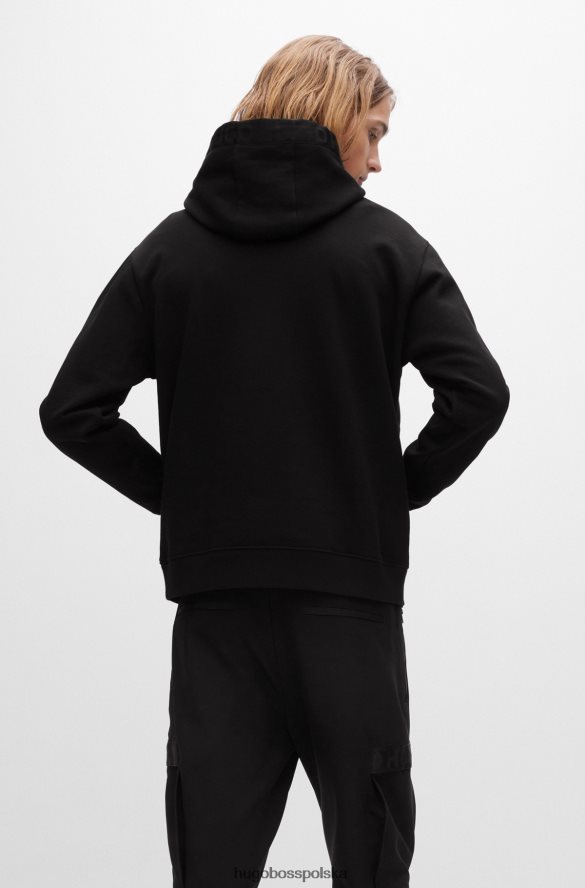 Hugo Boss Czarna bluza z kapturem hugo z bawełny organicznej i wykończeniami z taśmy z logo czarny R0X0H62091