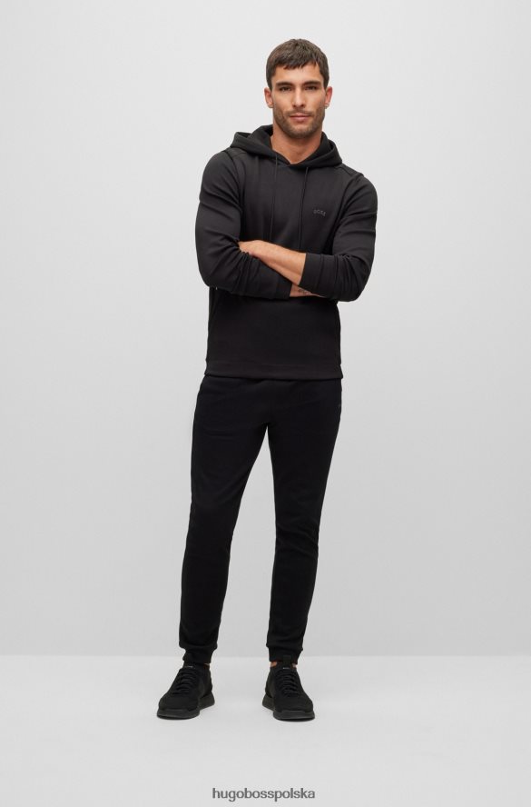 Hugo Boss Czarna bluza z kapturem hugo z bawełny organicznej z zakrzywionym logo czarny R0X0H61468