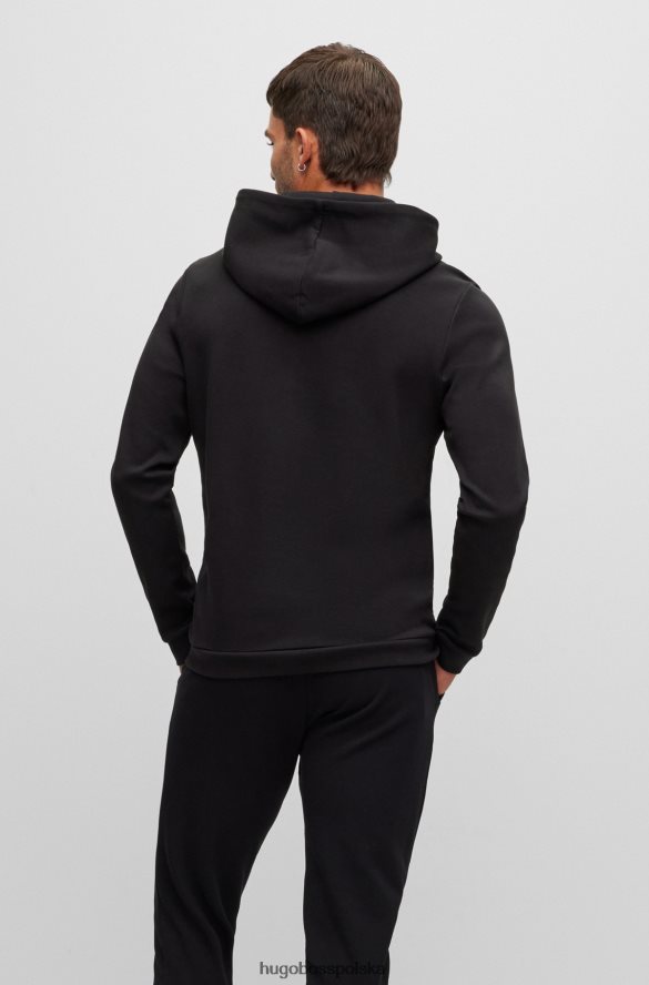 Hugo Boss Czarna bluza z kapturem hugo z bawełny organicznej z zakrzywionym logo czarny R0X0H61468