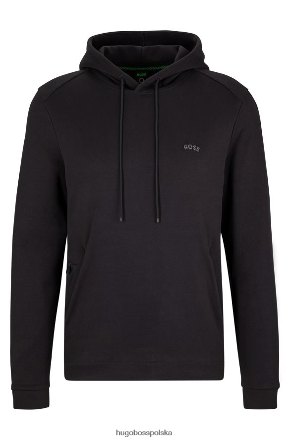 Hugo Boss Czarna bluza z kapturem hugo z bawełny organicznej z zakrzywionym logo czarny R0X0H61468