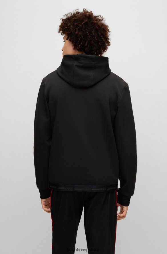 Hugo Boss Czarna bluza z kapturem hugo z mieszanki bawełny z nadrukiem psa i logo kapsuły czarny R0X0H63403