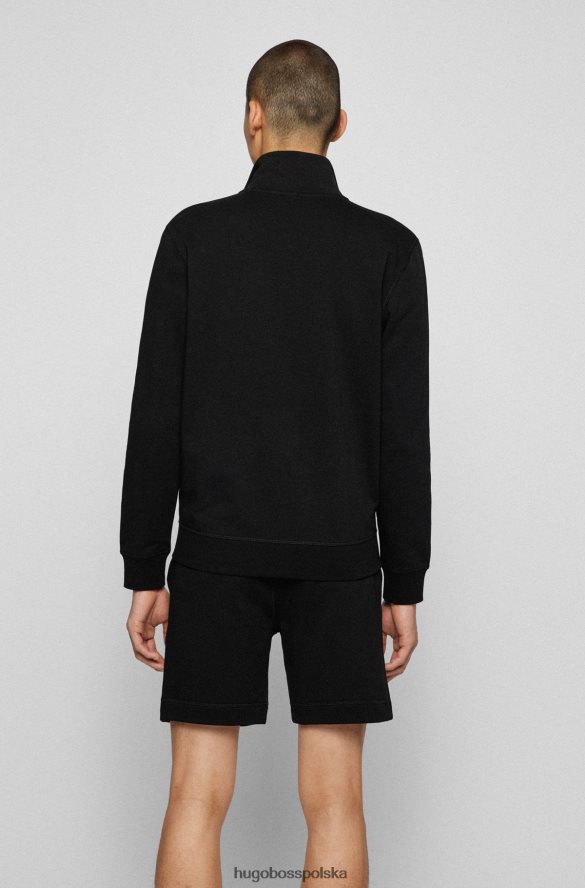 Hugo Boss Czarna kurtka hugo o swobodnym kroju z materiału frotté i naszywką z logo czarny R0X0H62698