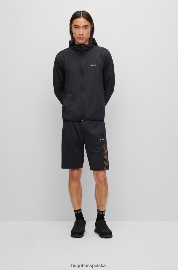 Hugo Boss Czarna, zapinana na zamek bluza hugo z grafiką świecącą w ciemności czarny R0X0H61377