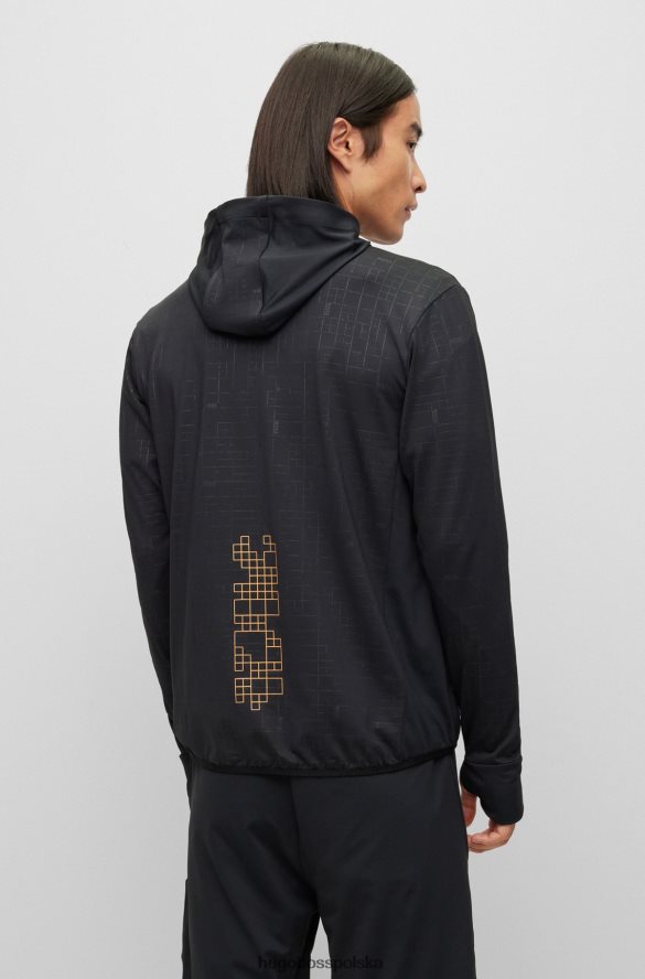 Hugo Boss Czarna, zapinana na zamek bluza hugo z grafiką świecącą w ciemności czarny R0X0H61377