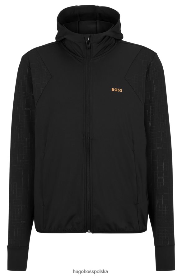Hugo Boss Czarna, zapinana na zamek bluza hugo z grafiką świecącą w ciemności czarny R0X0H61377
