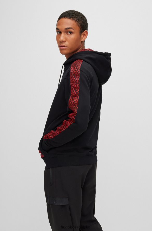 Hugo Boss Czarna, zapinana na zamek bluza z kapturem hugo z francuskiej frotte i bawełny z powtarzającymi się logo czarny R0X0H62899