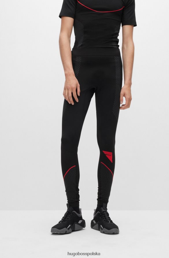Hugo Boss Czarne, bardzo rozciągliwe legginsy hugo z logo kapsuły i lamówkami czarny R0X0H64228