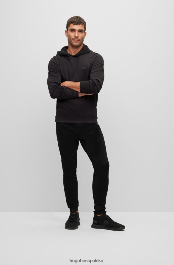 Hugo Boss Czarne bawełniane spodnie dresowe Hugo z zakrzywionym logo czarny R0X0H62536